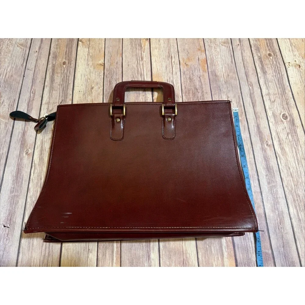Vintage Hazel Brown Document Briefcase Portfolio Bag Attache Case Leather 16